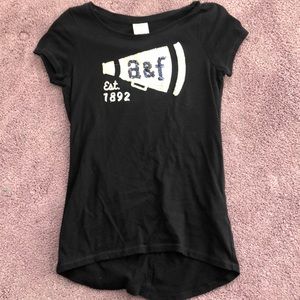 Black Abercrombie shirt, sequin and lace logo